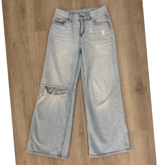 wonder nation Other - Wonder Nation Girls Light Wash Distressed Wide Leg Jeans Size 8 Adjustable Waist